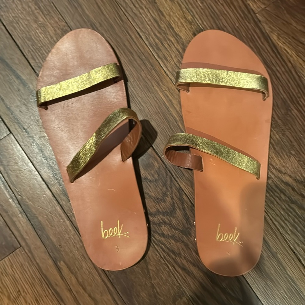 Beek gold sandals. Barely worn. Size 8